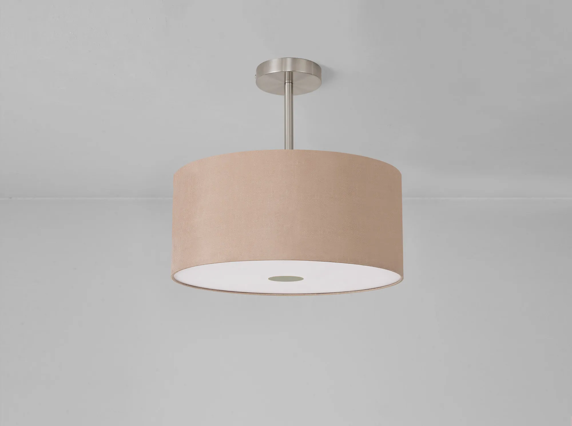 Baymont 40cm Semi Flush 1 Light Satin Nickel, Antique Gold/Ruby, Frosted Diffuser DK0260  Deco Baymont SN AG